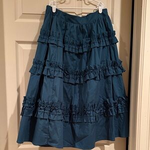 Elegant Blue Tassel Teal Ruffle Skirt